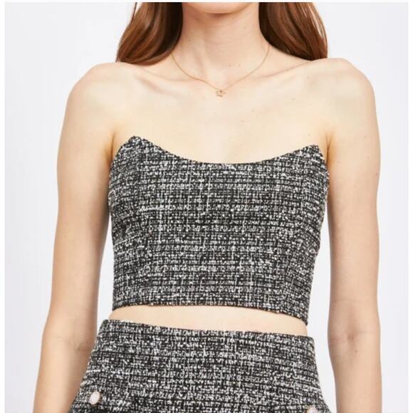 En Saison Top Women Size 3X Nelly Bandeau Bustier Black Tweed Crop Mini Tube NEW - Picture 2 of 15